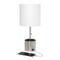 Simple Designs 18.5" Hammered Metal Container Base Table Lamp with USB Charging Port